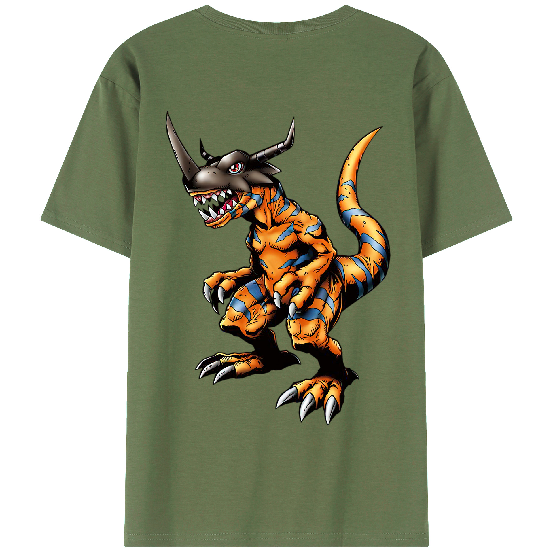 （画像用） Digimon デジタルモンスター/デジモン 綿100％ メンズ半袖Tシャツ（バックプリント） 通気性